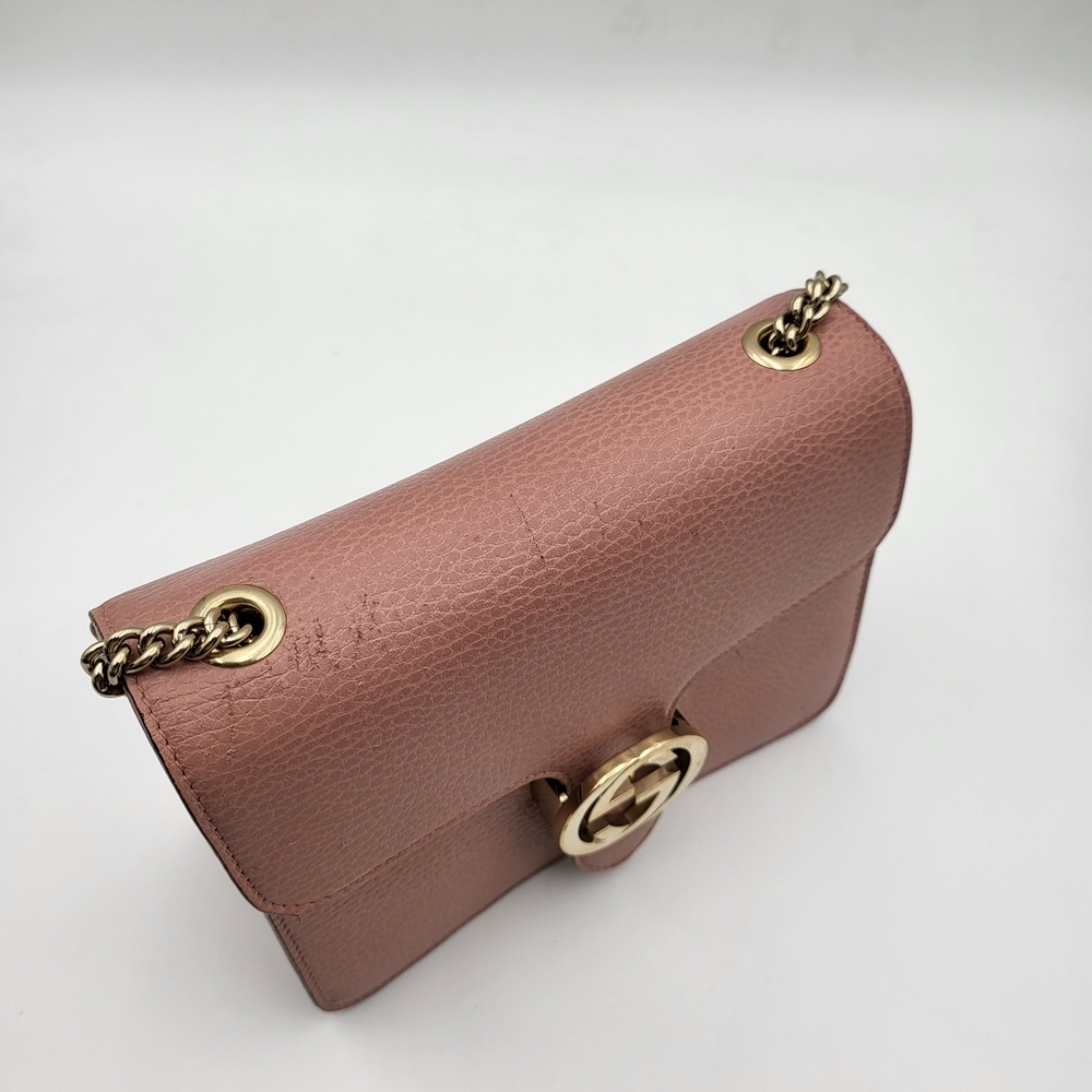 Gucci Interlock GG logo soft Pink Crossbody Bag with Gold Chain - Picture 15 of 15